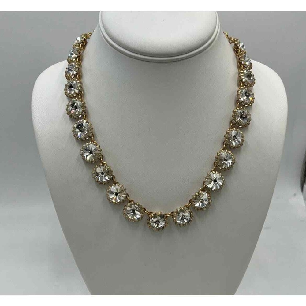 J. Crew Crystal Clear Shimmering Rivoli Venus Fly Trap Statement Necklace